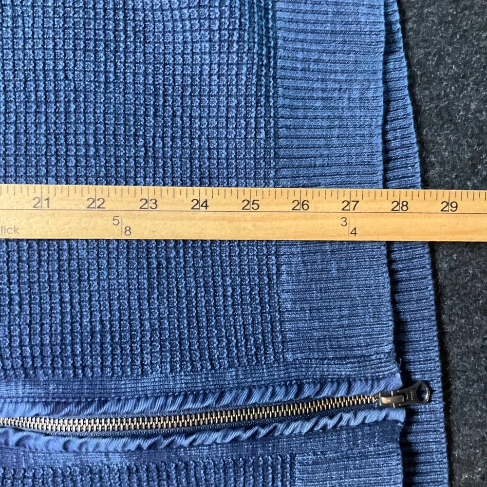 Tommy Bahama Cardigan Sweater Mens XL Blue Full Zip Mock Neck Waffle Knit Preppy